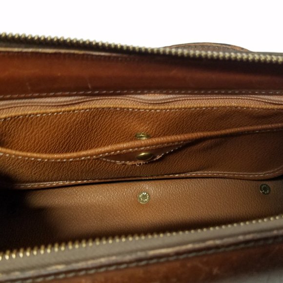 Dooney & Bourke Black & Burnt Cedar Leather Satchel - Vintage - Picture 12 of 16